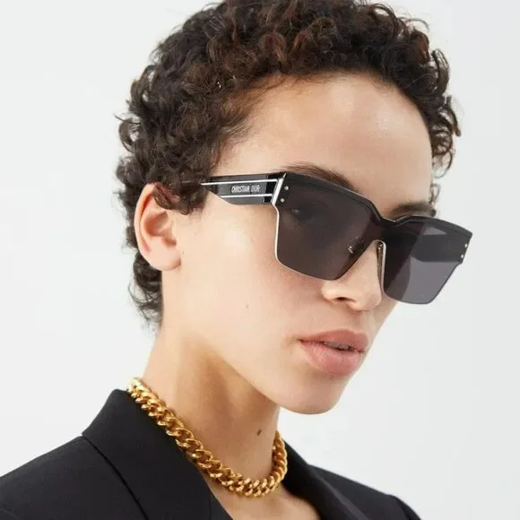 NEW Dior DIORCLUB M4U 55A5 Black Pale Smoke Mirrored Unisex Shield Sunglasses